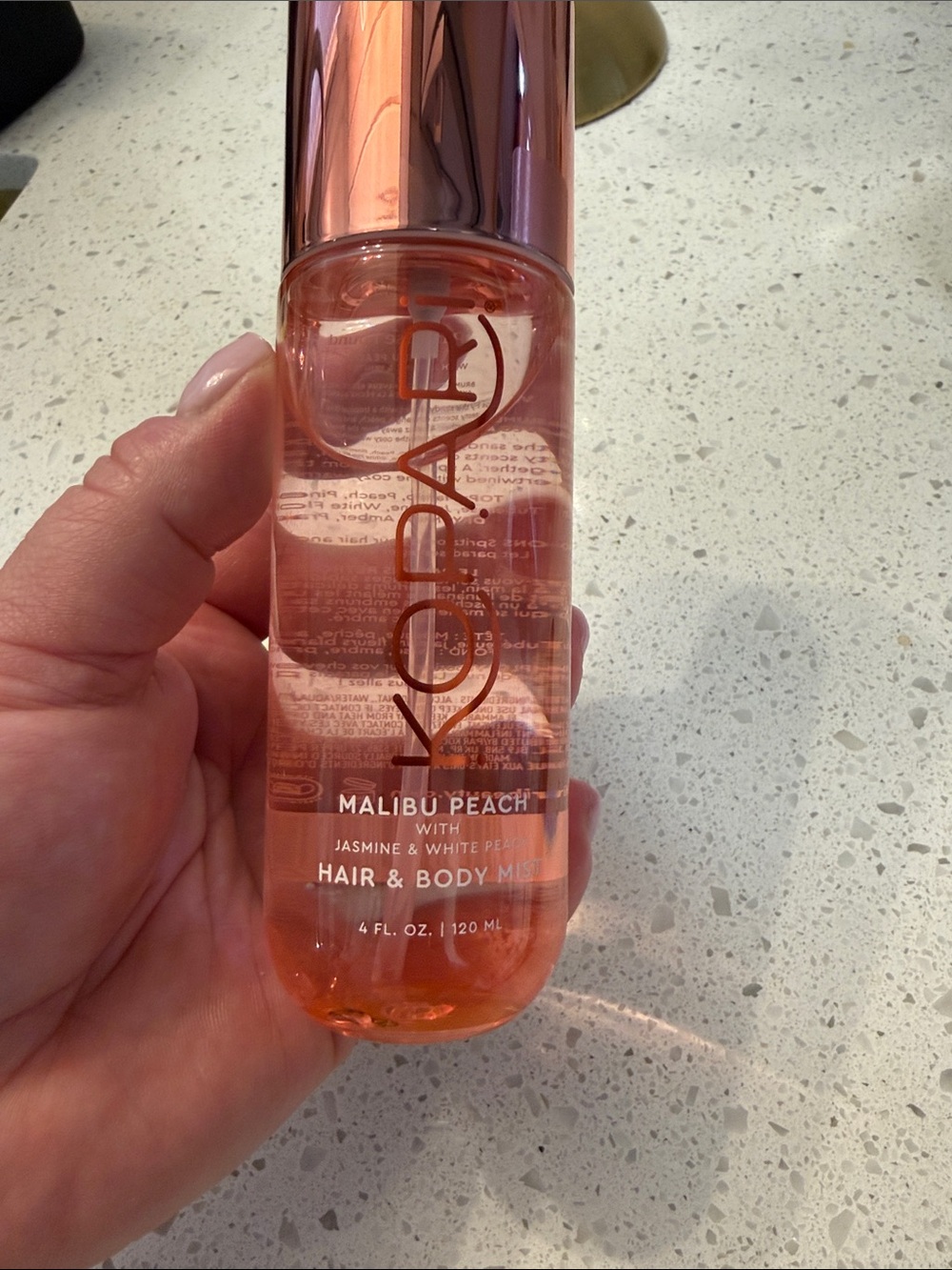 Kopari Malibu Peach Hair & Body Mist — Rose Gold and Peach Bottle - Picture 6 of 9